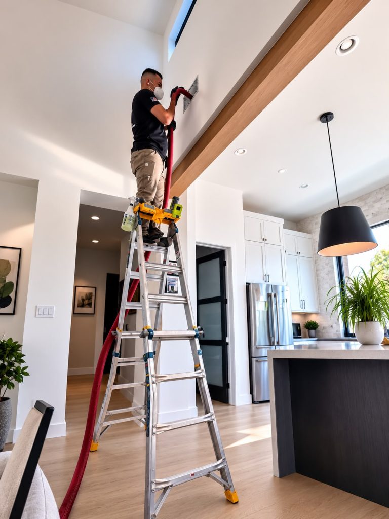 DuctXperts technician cleaning residential air ducts in Austin, TX